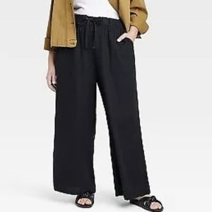 Ava & Viv High rise wide leg black linen pant
